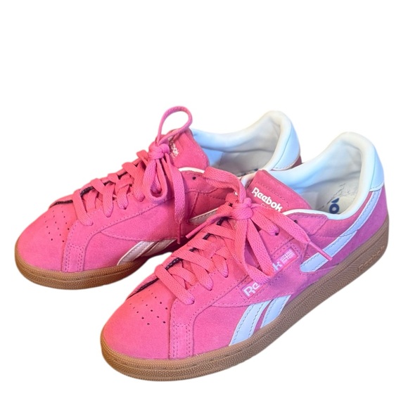 Reebok Club C Grounds UK Pink Suede Barbiecore Gum Sole Court Shoe Sneaker 7.5 - Picture 3 of 12